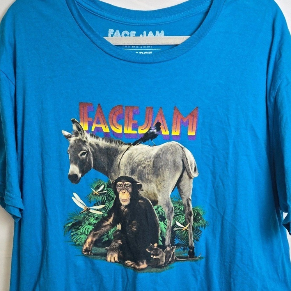 Rooster Teeth Face Jam Menagerie‎ T-shirt, Blue, Unisex Size XL